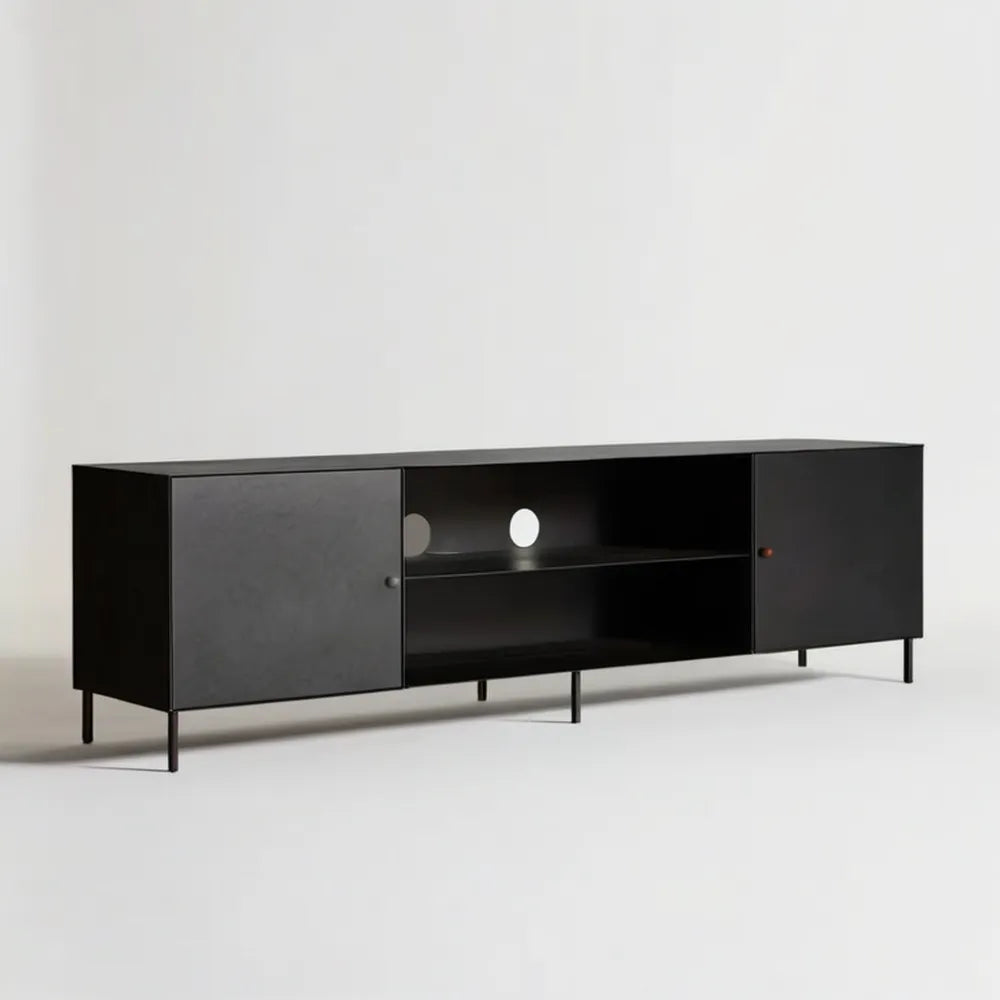 Czarna szafka RTV z płyty laminowanej 180 x 40 x 55 cm