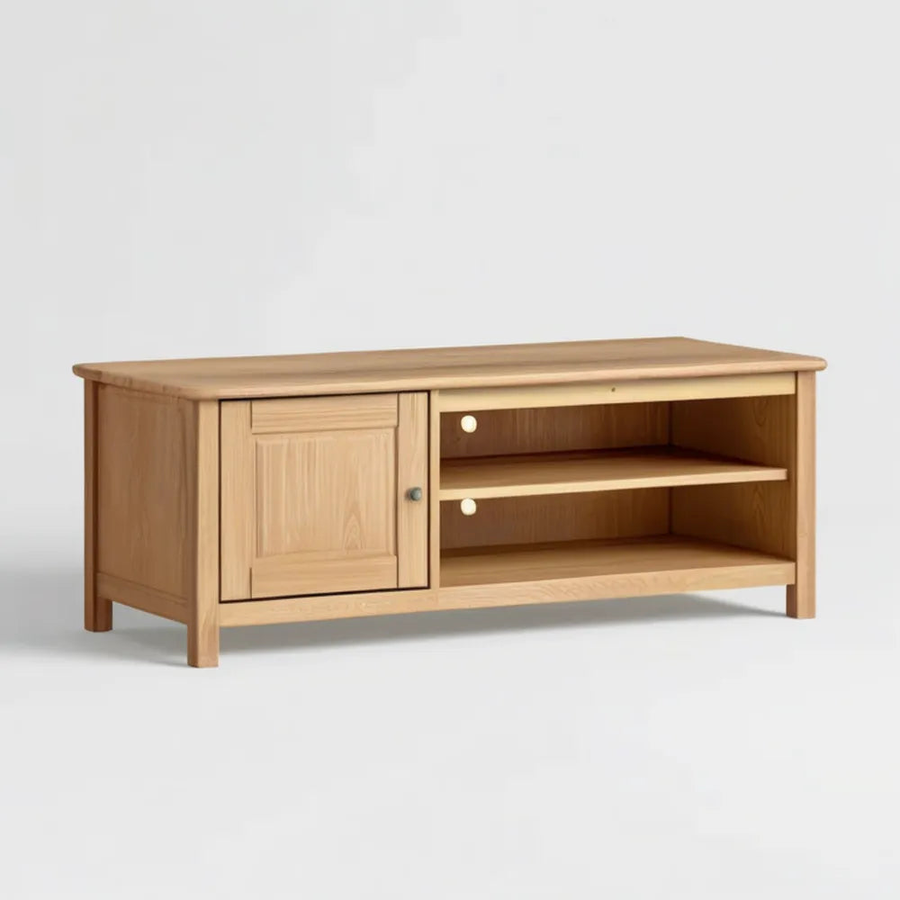 Dębowa szafka RTV w kolorze naturalnego dębu, 120 x 45 x 55 cm