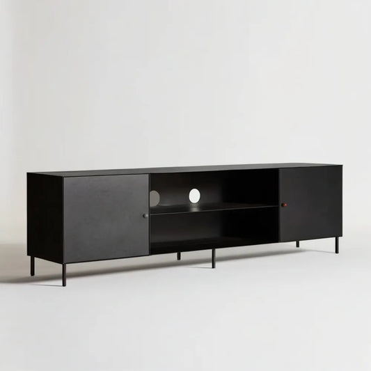Czarna szafka RTV z płyty laminowanej 180 x 40 x 55 cm