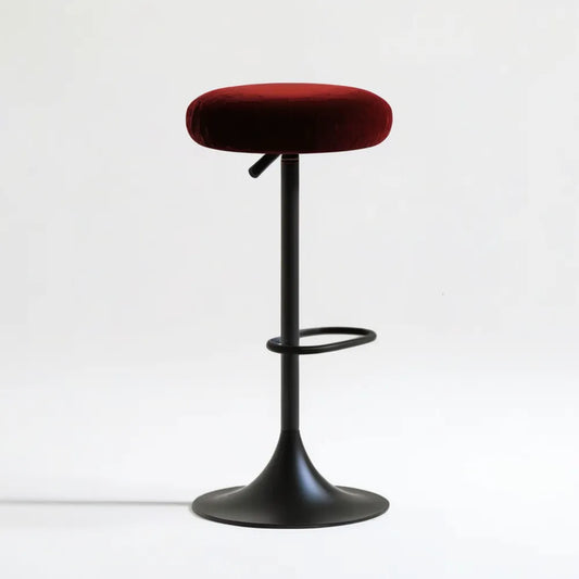 Regulowany hoker z aksamitnym siedziskiem Bordowy/Czarny, wysokość 62–82 cm
