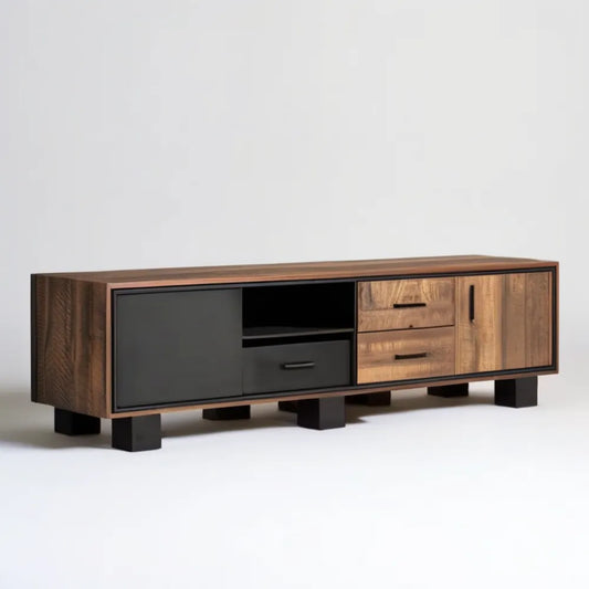 Szafka RTV orzechowo-czarna 180 × 40 × 55 cm